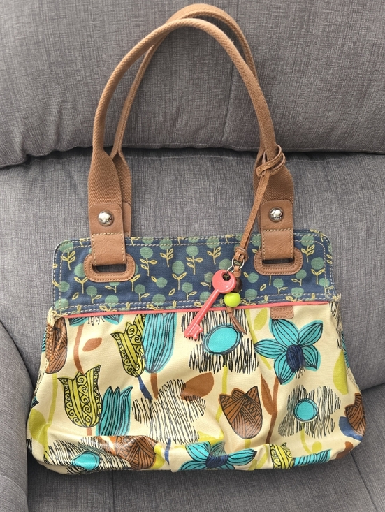 Fossil Handbags - Fossil Floral Canvas Tote in Teal, Blue, Cream and Tan